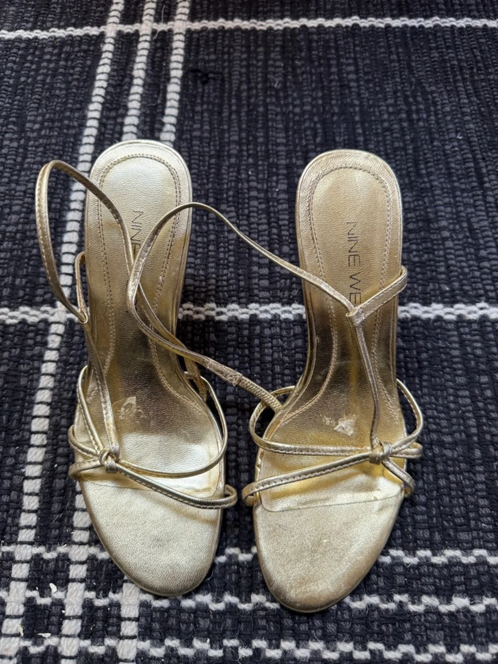 Nine West Metallic Gold Strappy Heeled Sandals - Picture 2 of 6